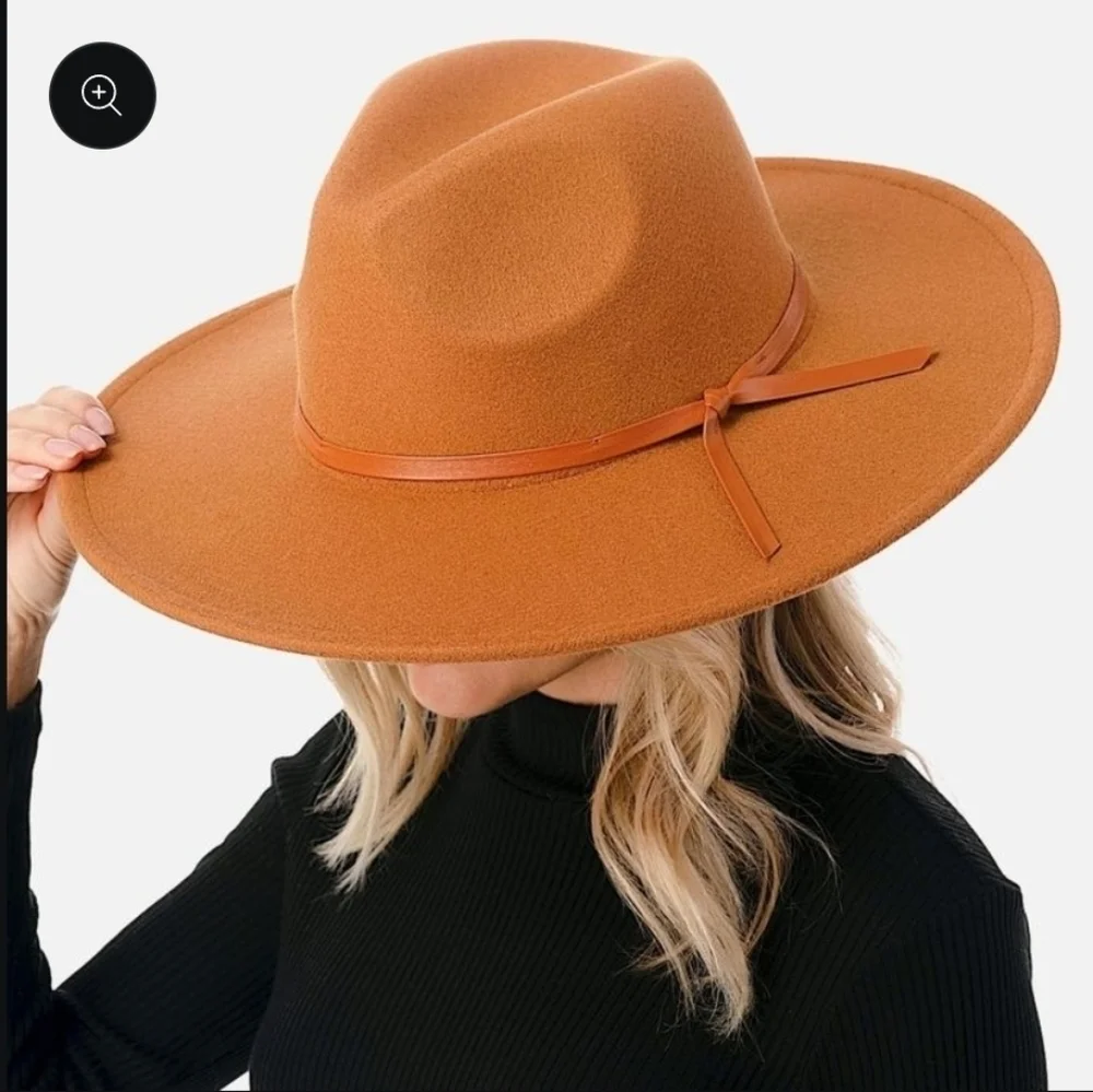 Stylish Orange Wide-Brim Hat One Zise